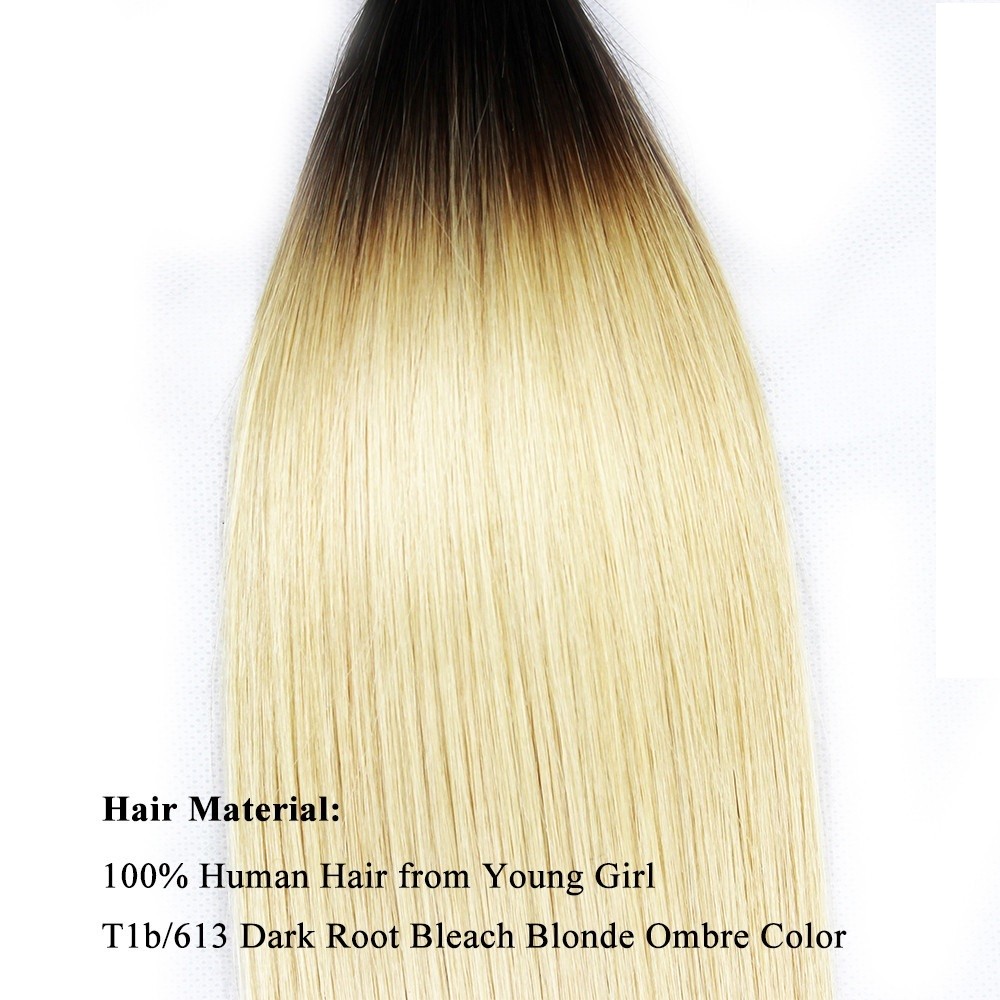 Ombre 1B/613 Straight Virgin Remy Human Hair 1 or 3 bundles US seller