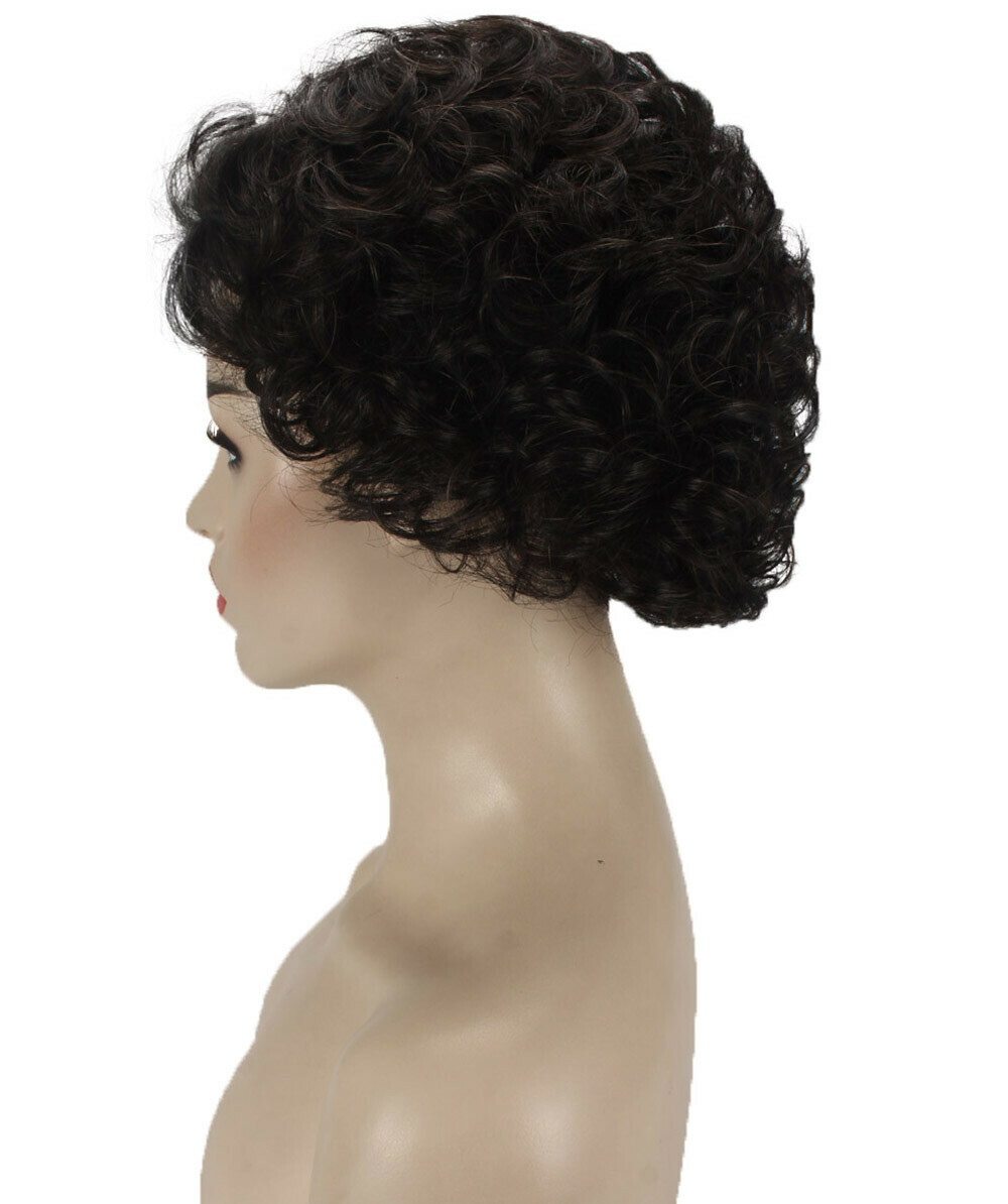 Monroe – Curly Kanekalon Synthetic Fiber Full Wig, 4 – 4.5 in, Off Black