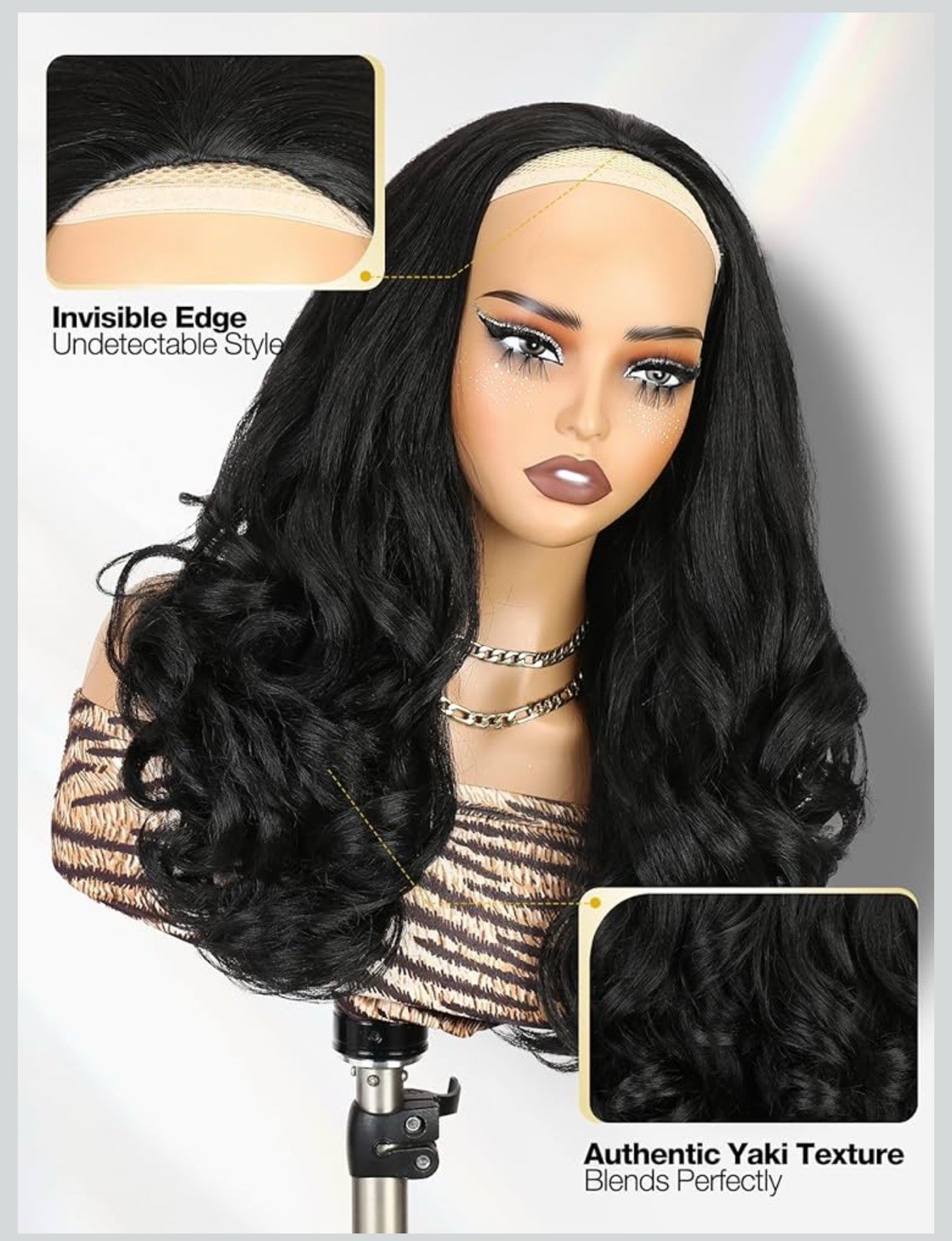 quickwig Yaki Curly Half Wig Body Wave Glueless Synthetic 3 In 1 Seamless Kinky