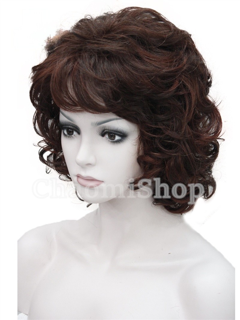 Medium Fluffy Curly Blonde Mix Synthetic Hair Wigs Women Soft Natural Daily