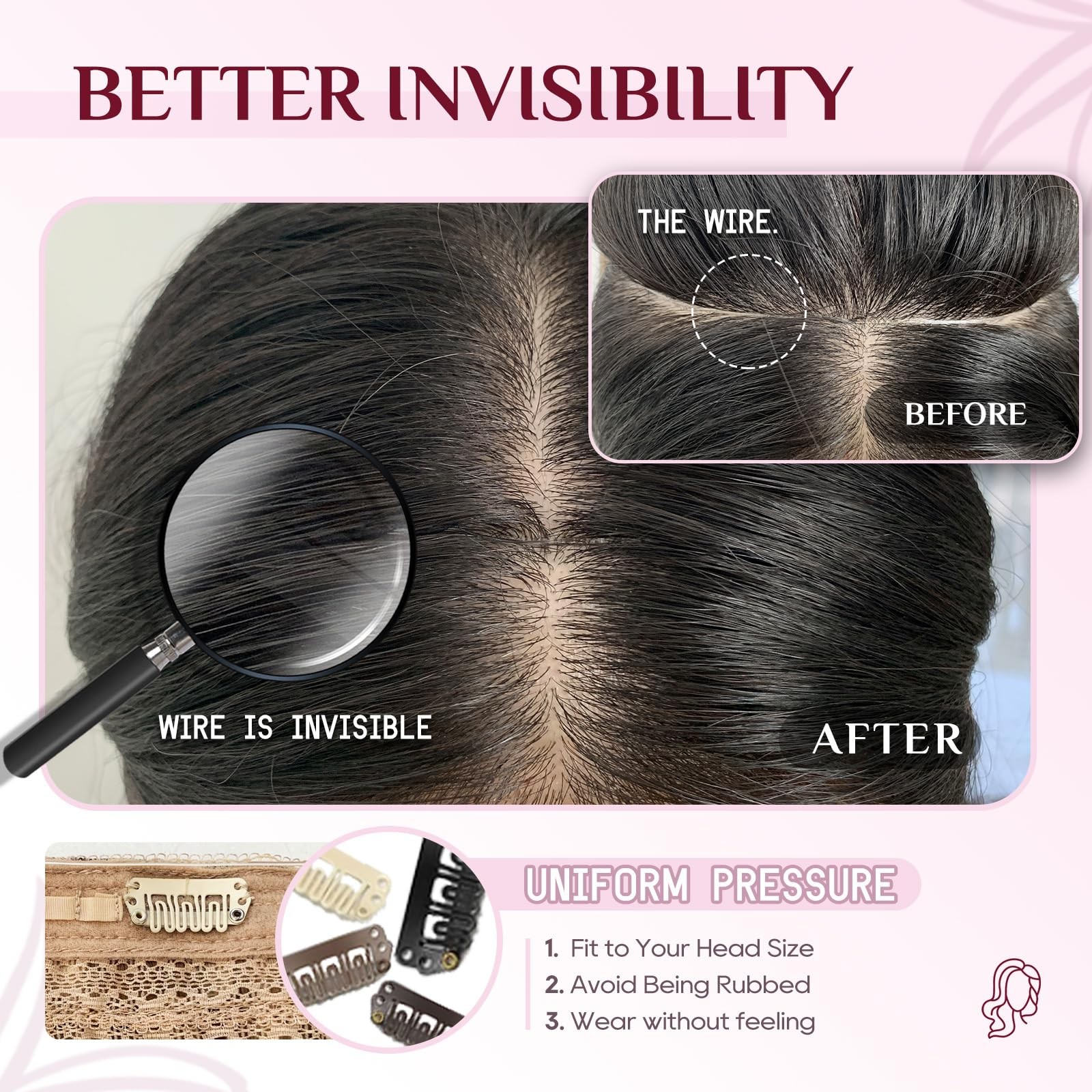Halo Real Human Hair Extensions Invisible Transparent Wire Adjustable Secure