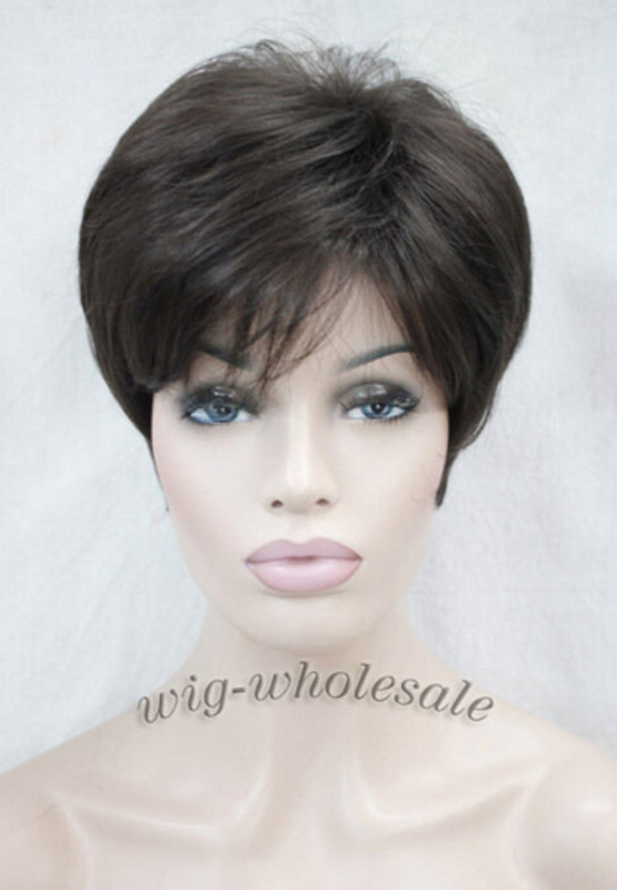 Women Short Wig Bob Pixie Brown Blonde Mix Natural Full Hair Wigs Daily