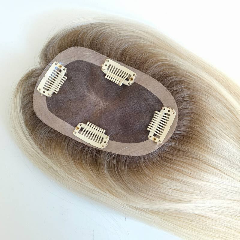 Women’s Clip-on Mono Base Hairpiece Virgin Hair 5” X 3”