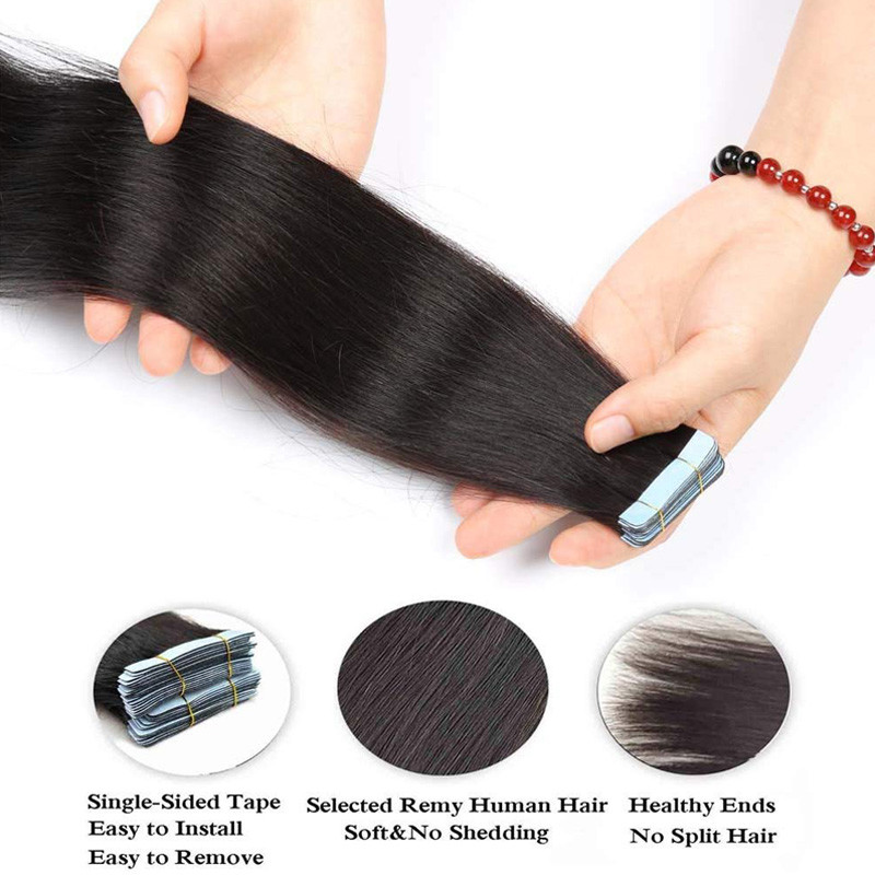 Russian Tape In Skin Weft 100% Remy Human Hair Extensions Full Head 200G THICK U