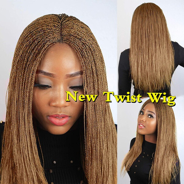 16 Inch Long Micro Twist Braided Wigs Synthetic Thin Braided Bob Wigs for Women