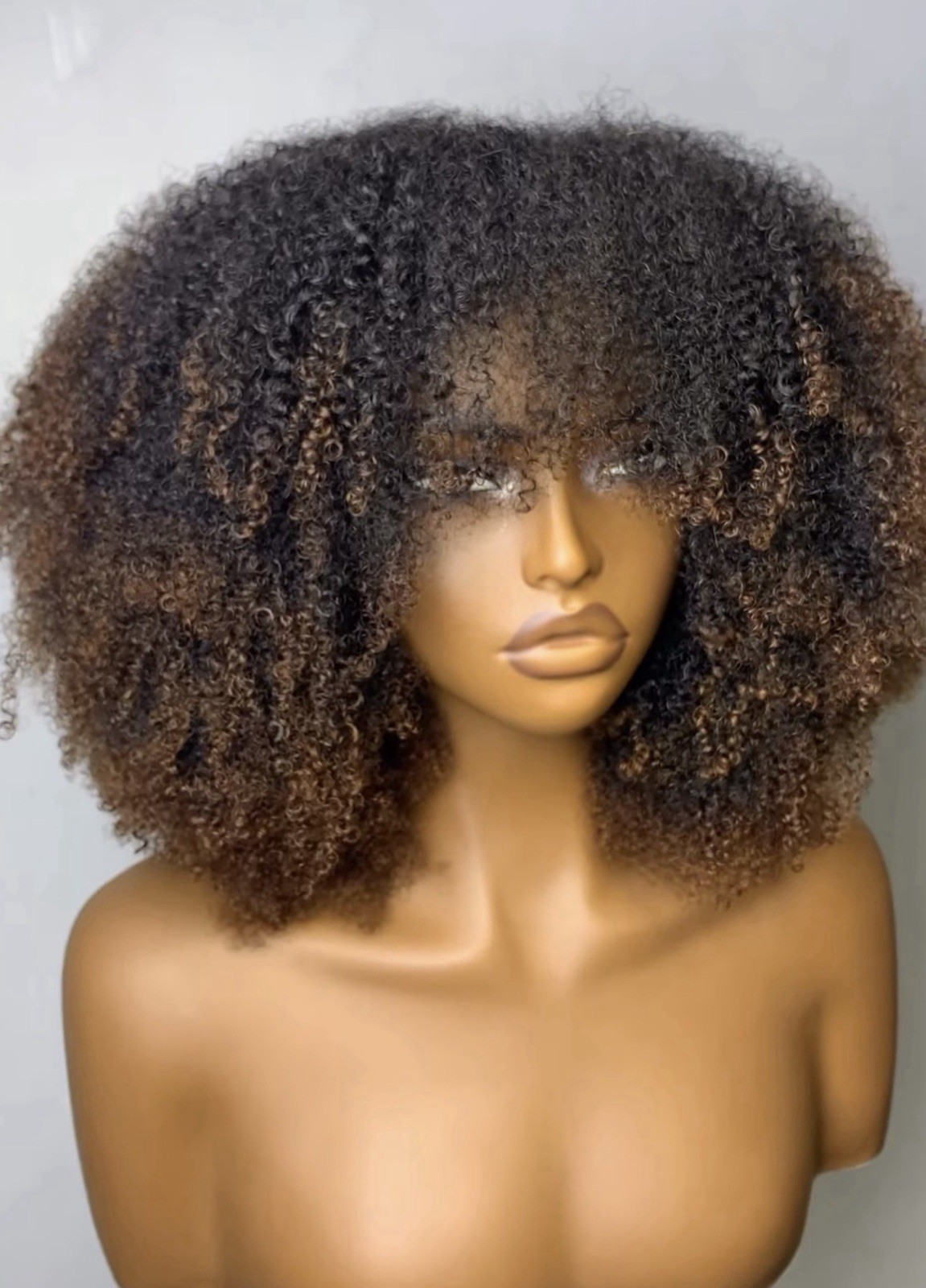 Women’s Afro Curly Wig, Curly Texture Hairpiece, Black/Brown Hair Shade