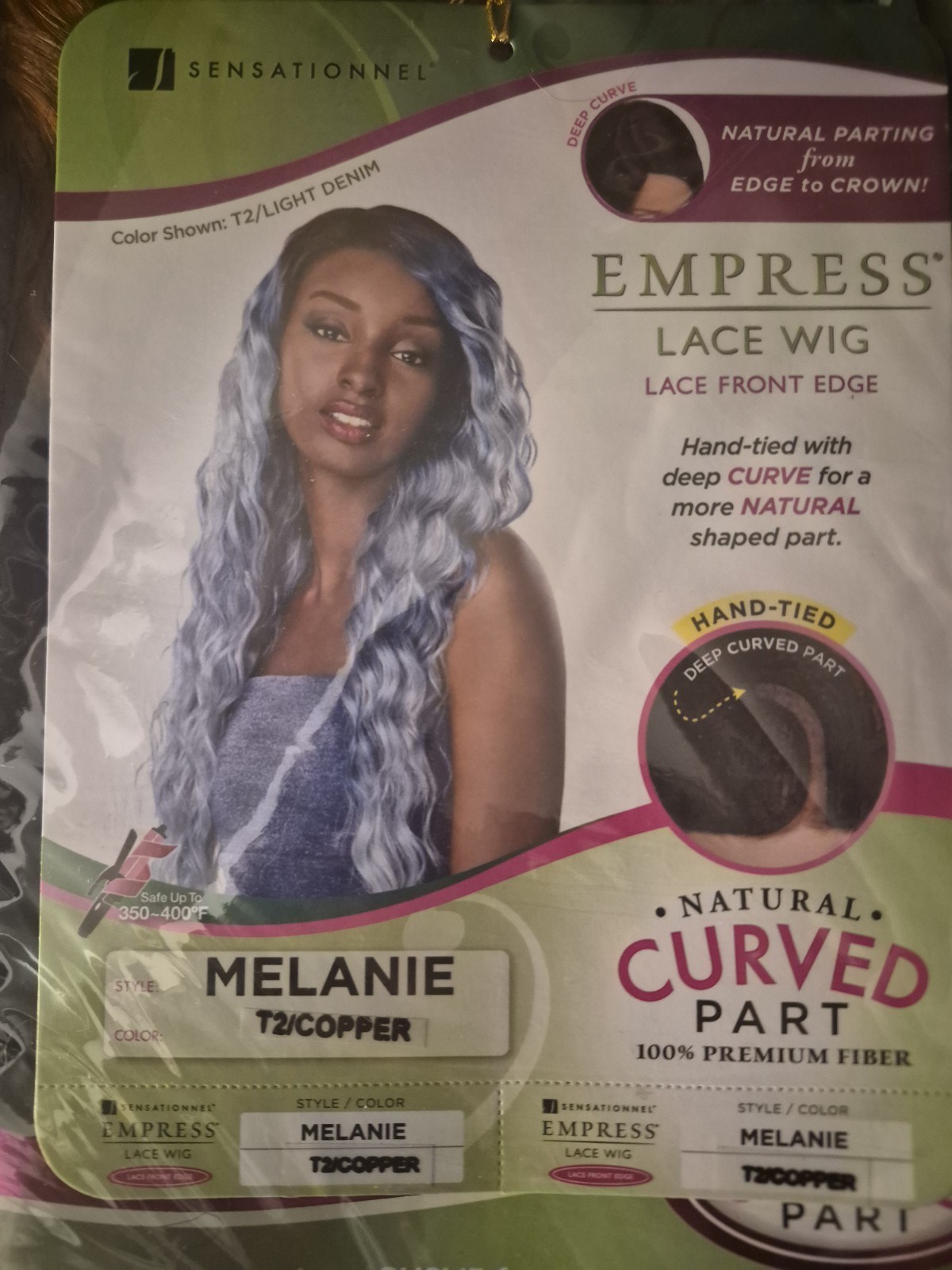 Sensationnel Empress Lace Front Wig Melanie Curved Part Heat Resistant T2/Copper