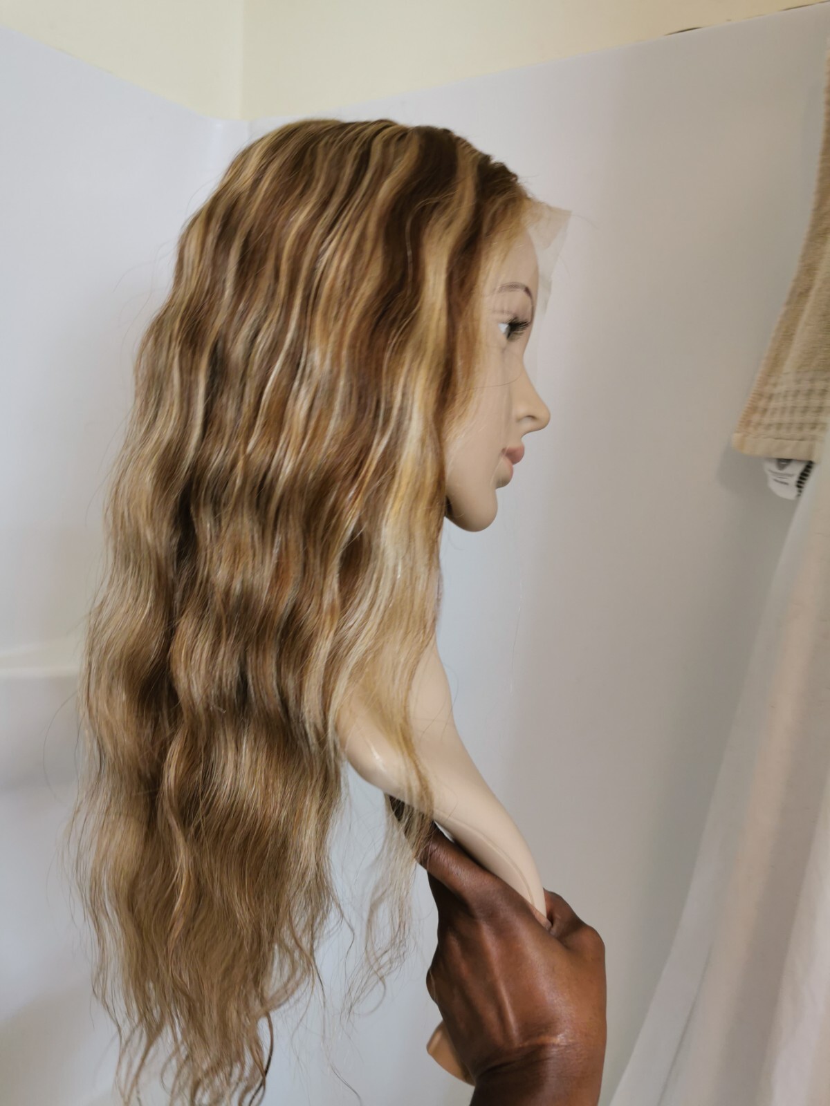 24” High Quality Hightlight Blonde Brown Human Hair 6X13 Front Lace Wig