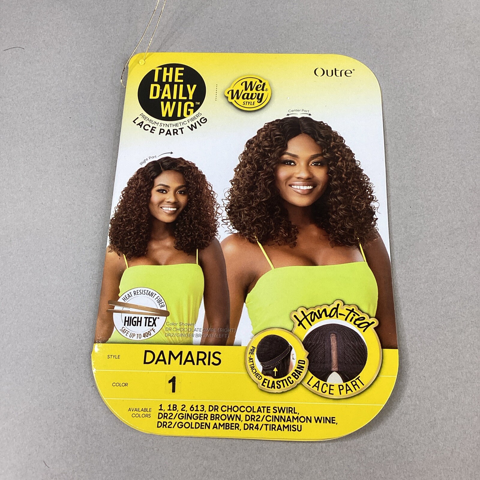 Damaris Long Curly #1 Jet Black Premium Synthetic Lace Part Wig