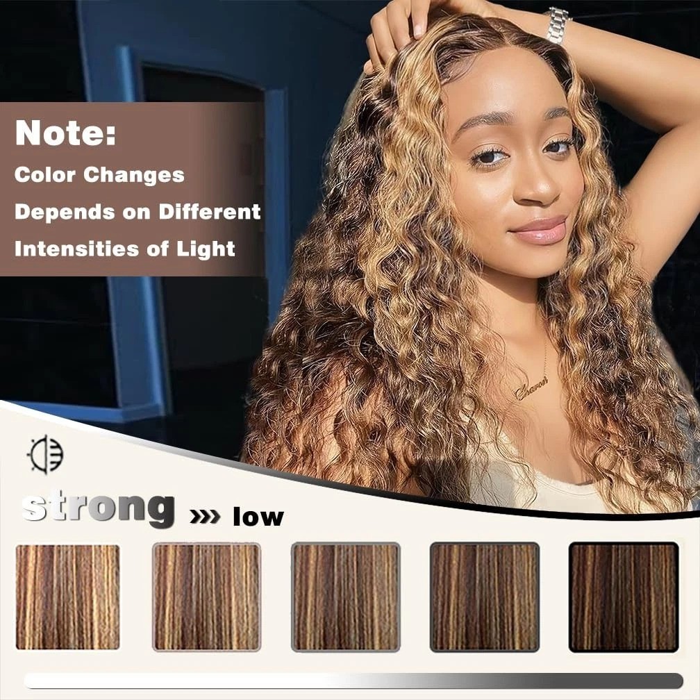 Brazilian Virgin Hair Water Wave Bundles 4/27 Honey Blonde Ombre 16-20″
