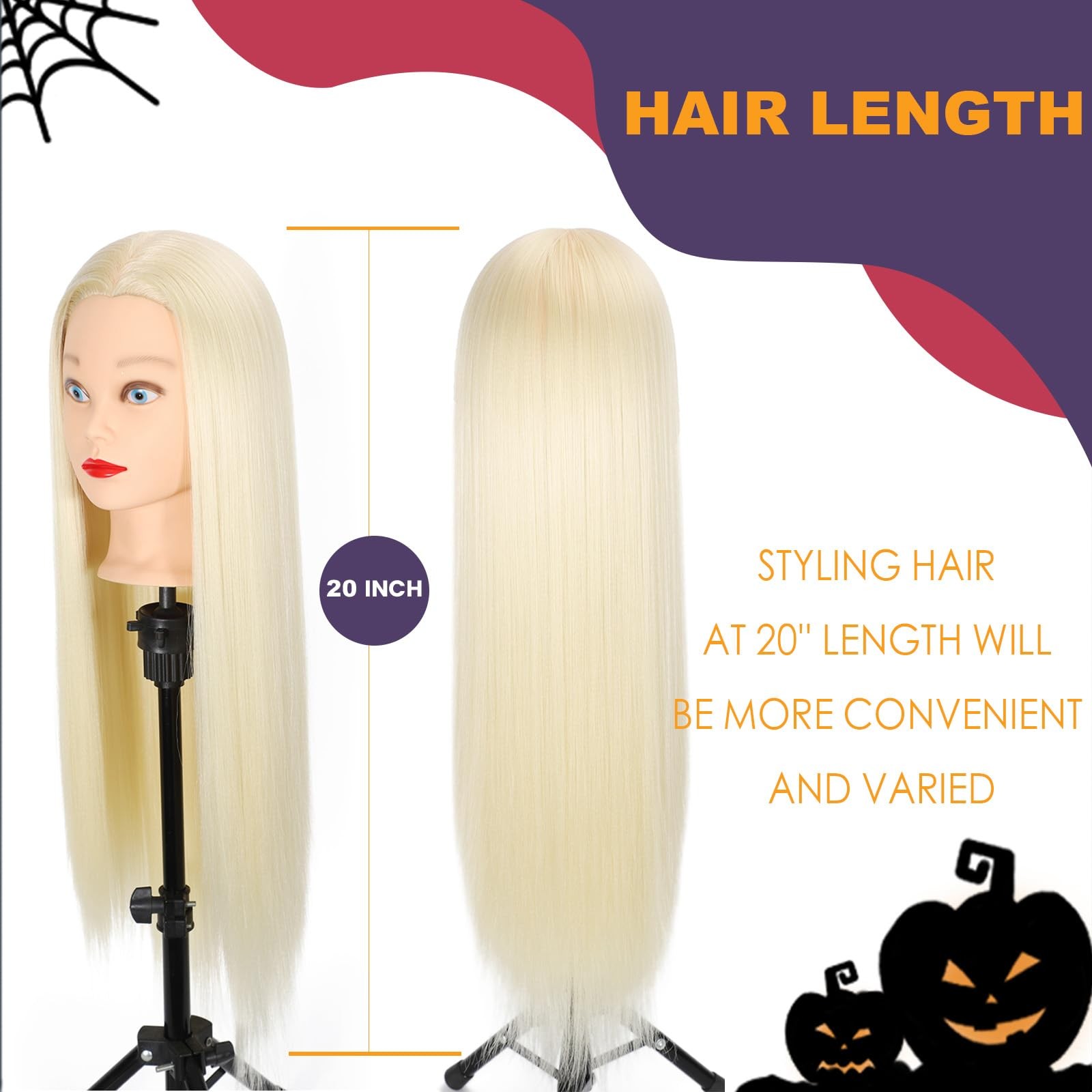 26″-28″ Mannequin Head Styling Head Human Hair Cosmetology Manikin Doll Train…