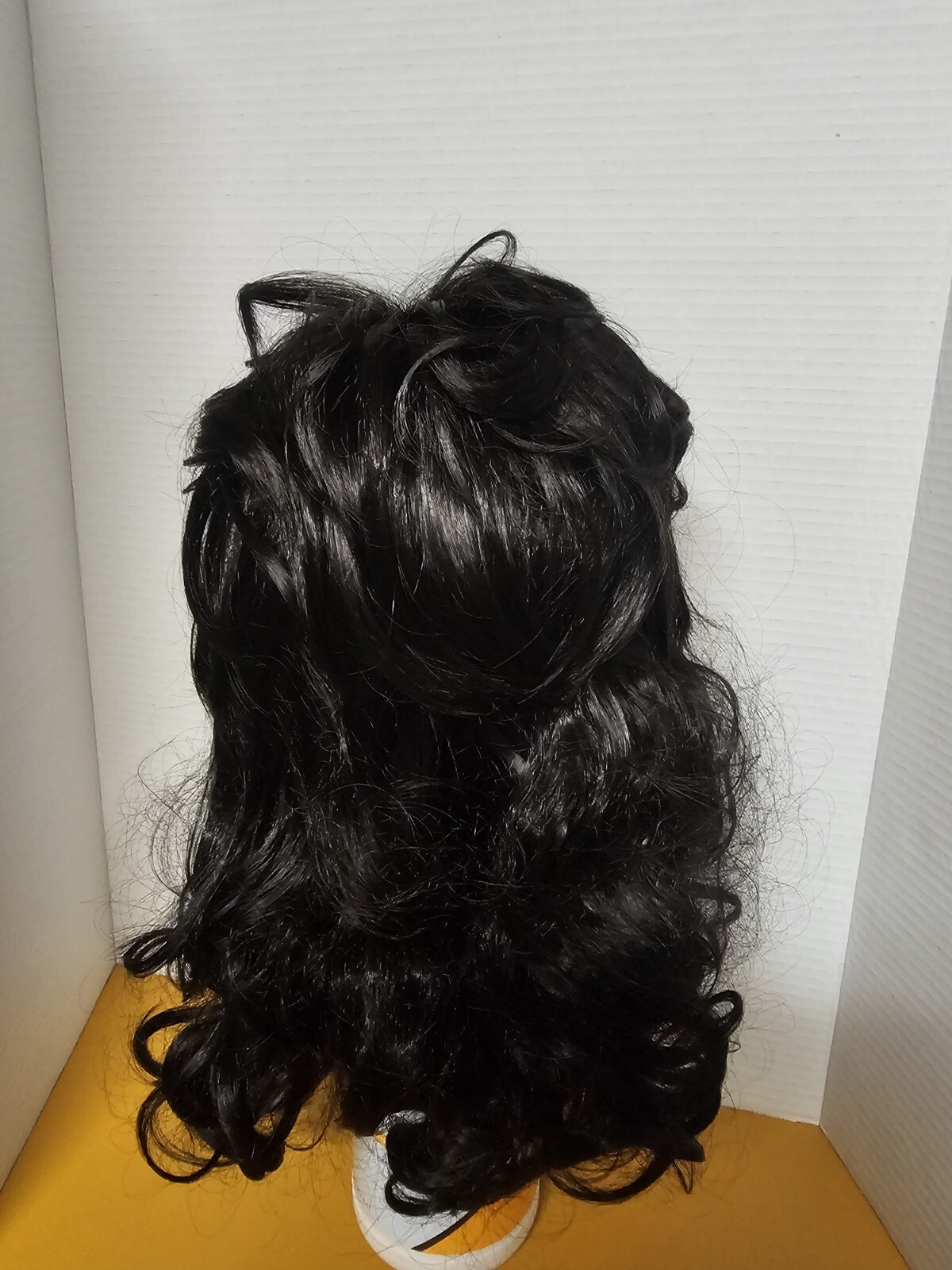 Women Men NEW Wig Mullet 15″ Long Dark Brown-Black Curly Anime Cosplay Halloween