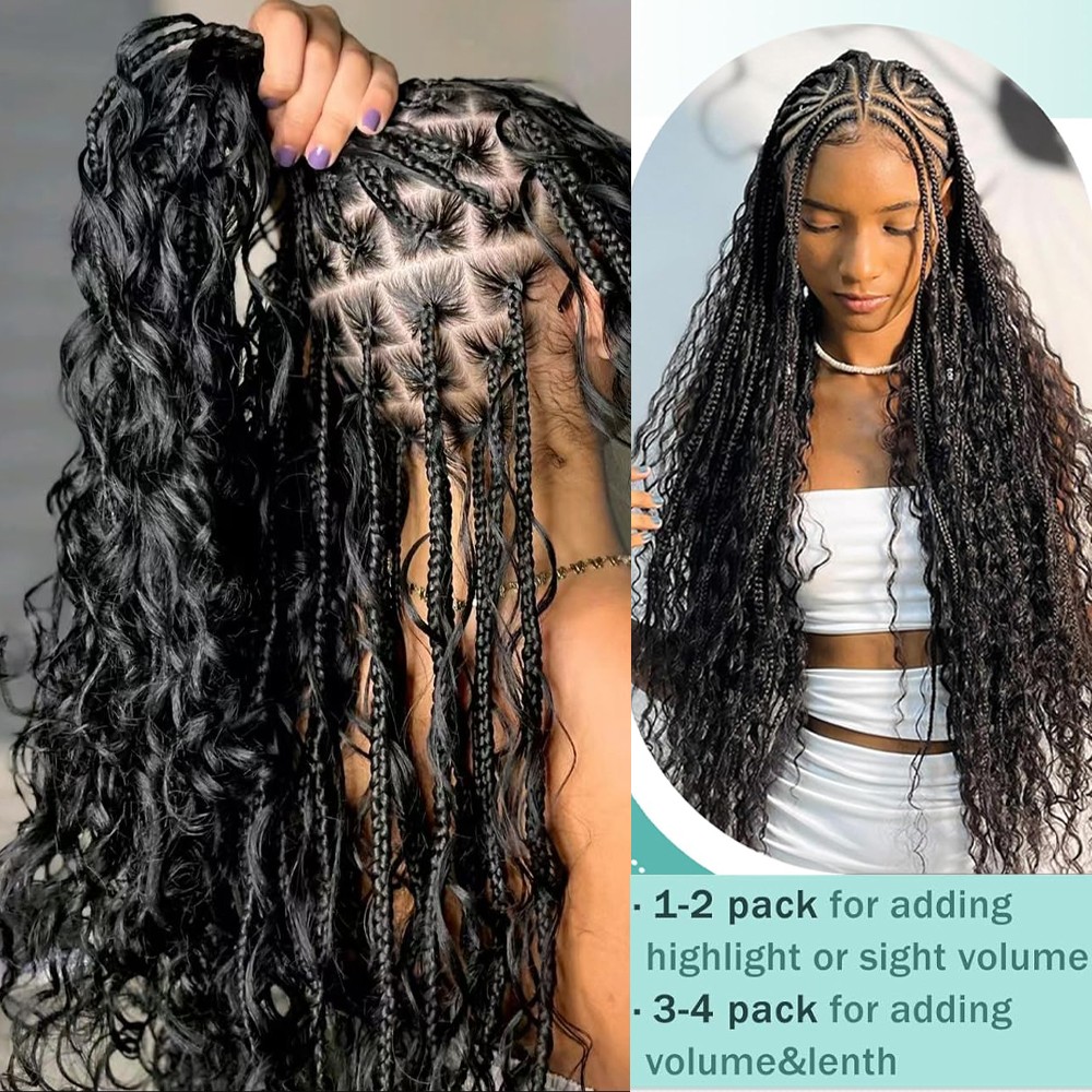 200g Long Curly Braiding Hair Deep Wave Crochet Hair for Black Women Boho Braids
