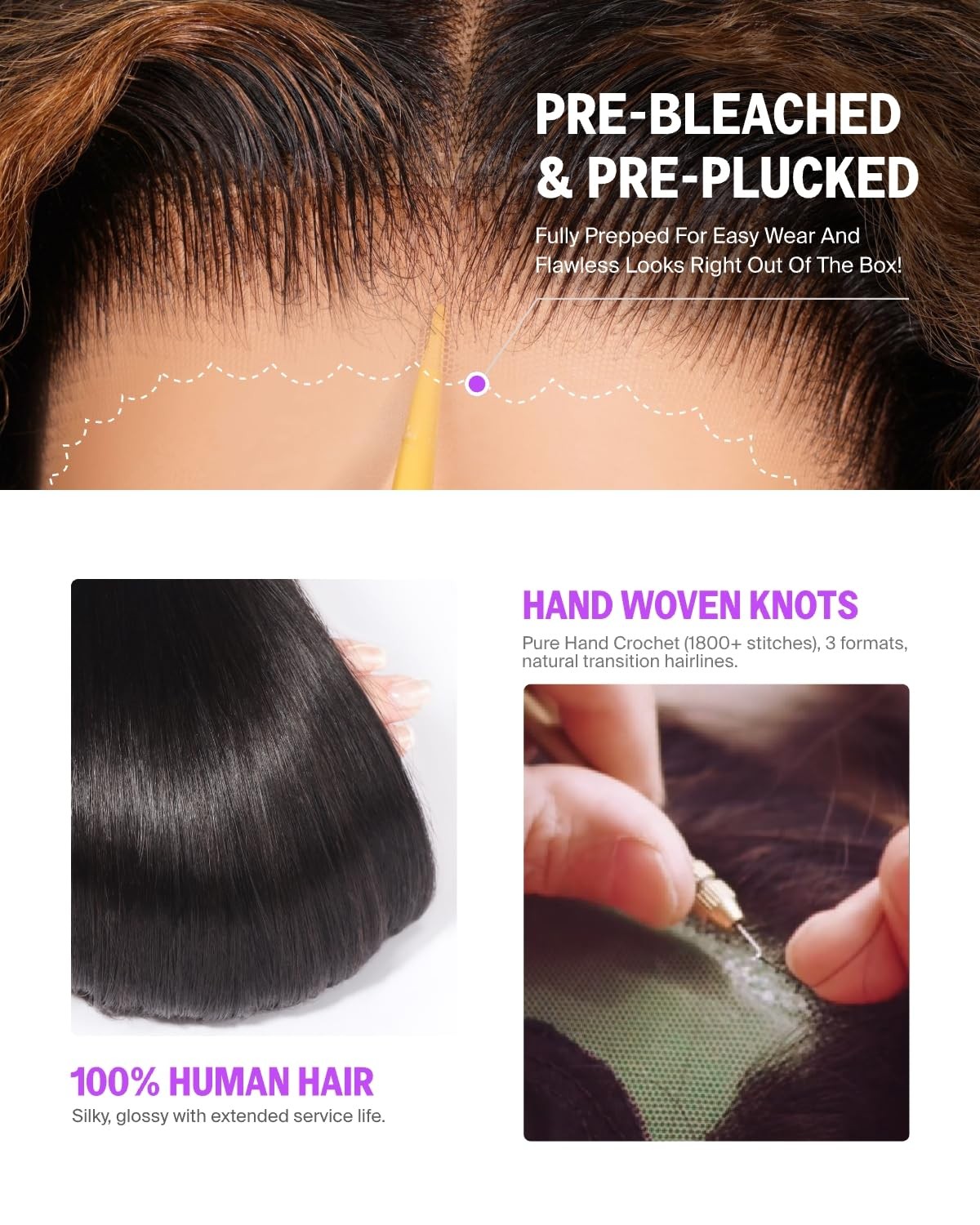 Megalook Hair Highlight Glueless Wigs Human Hair Pre Plucked Pre Cut 13X6 Deep