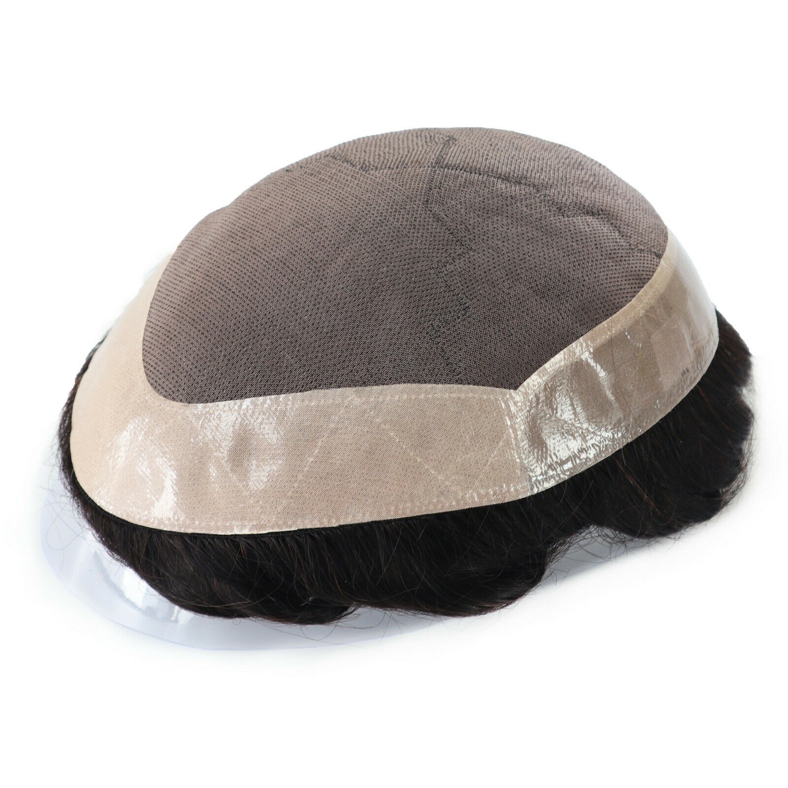 Mens Human Hair Replacement System Hairpiece Fine Mono Poly Skin Toupee