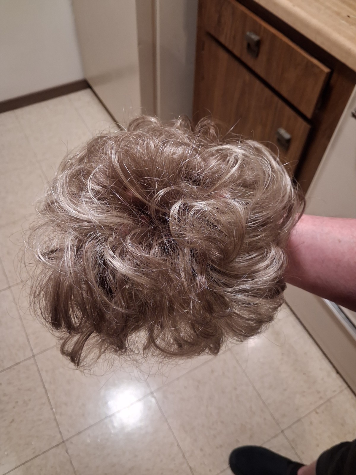Curly Light Brown Ash Blond Clip-In Hairpiece Toupee Wiglet Synthetic for Women