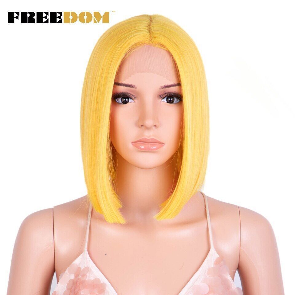 Straight Synthetic Lace Wig Short Ombre Bob Wig Purple Red Pink Fashion Wig