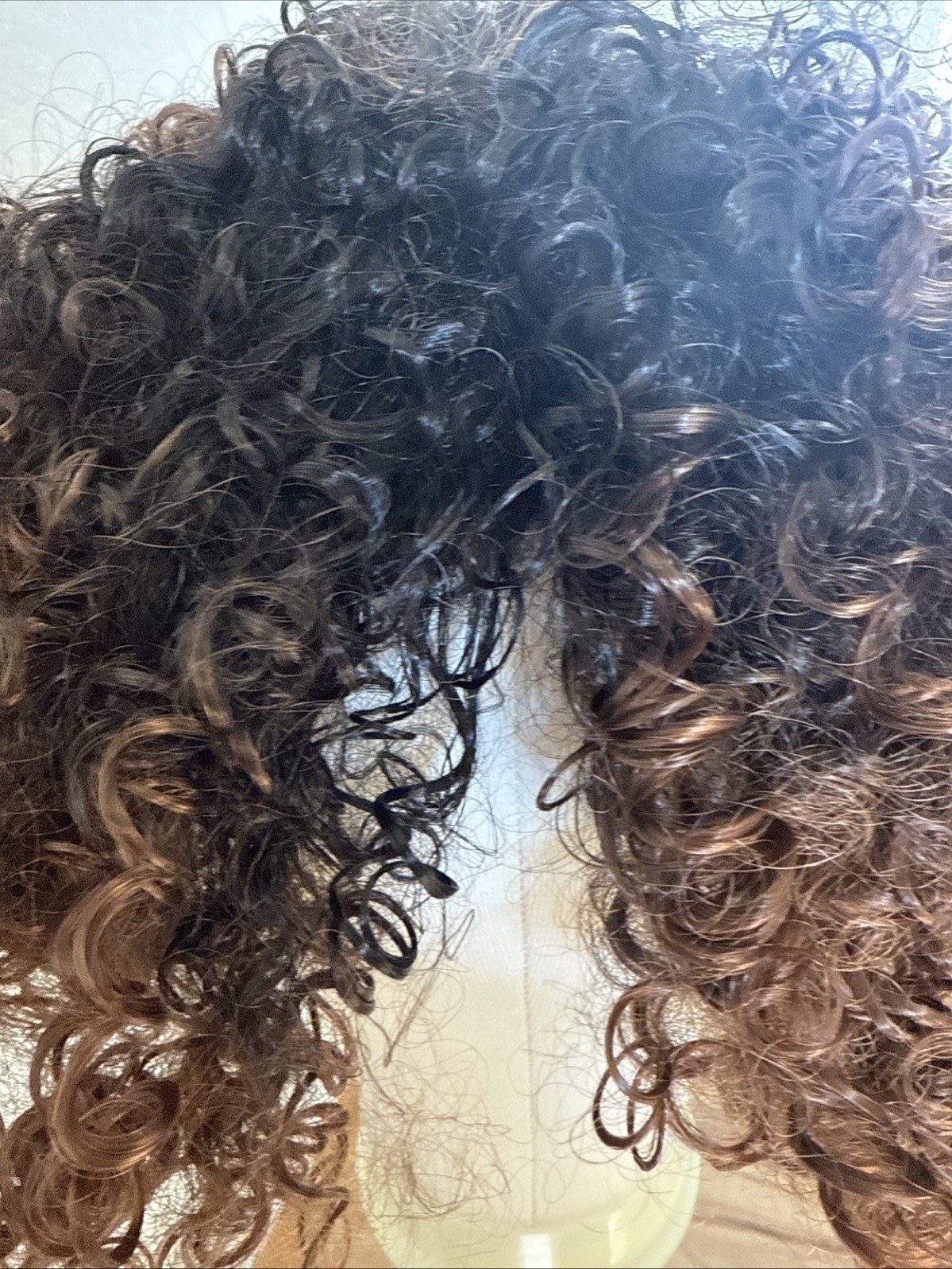 Kinky Curly Short Muti Colored Lace Cap Natural Brown /rooted 12” Synthetic 70
