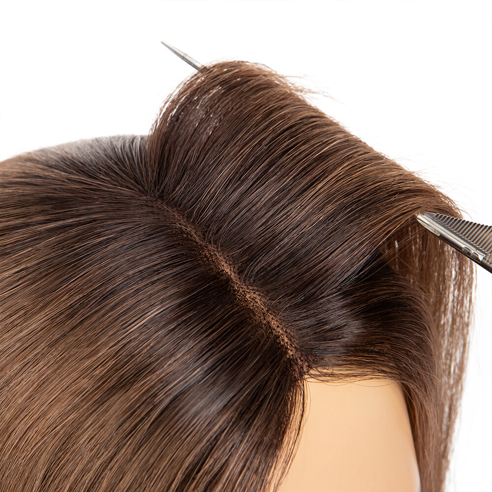 Side Part Remy Human Hair Topper Lace Base Hand-Tied For Hair lossing Thinning