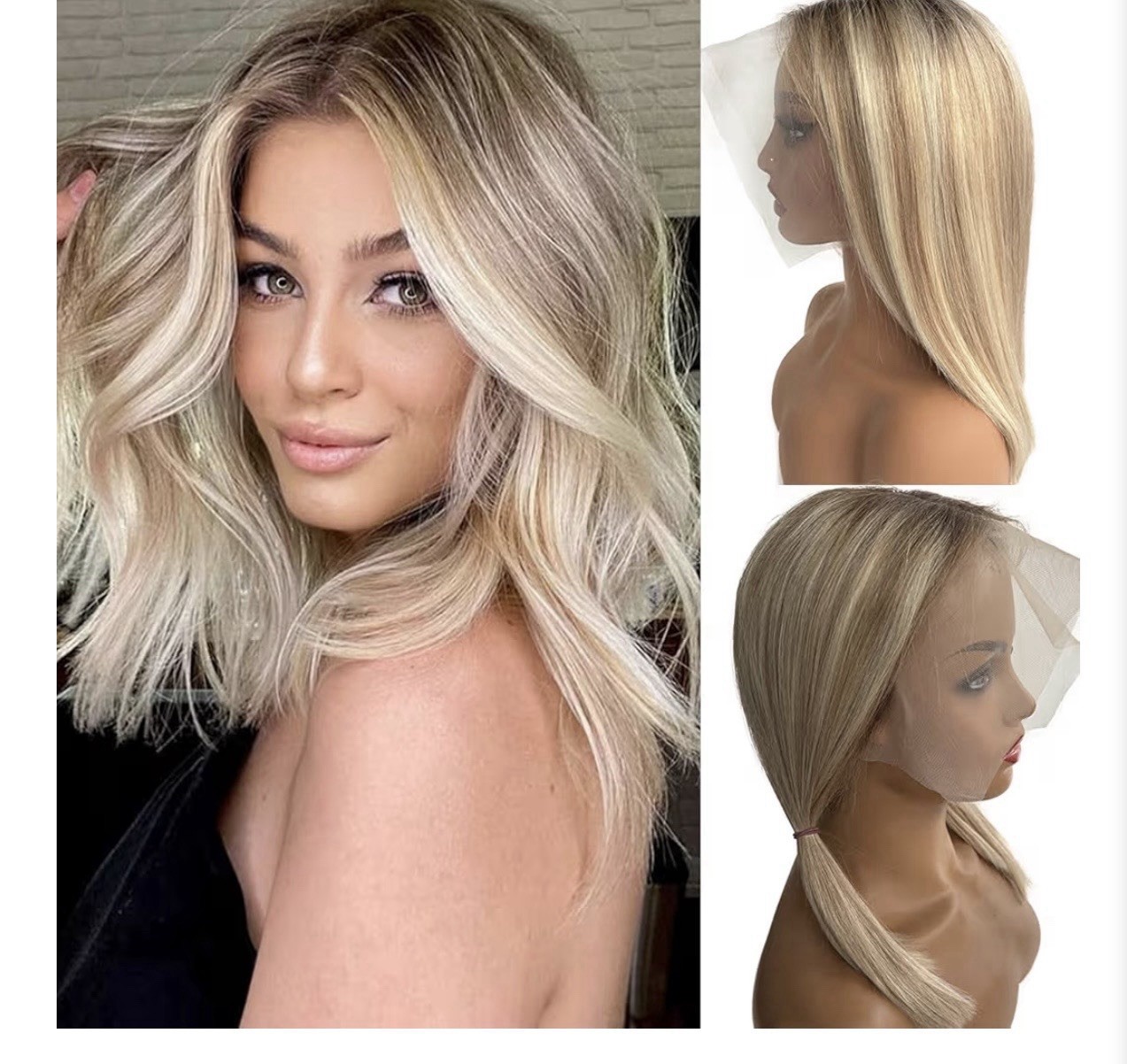 Smartinnov Blonde Balayage Bob Wig Human Hair 8 Inch HD Wig 13 X 4 Lace
