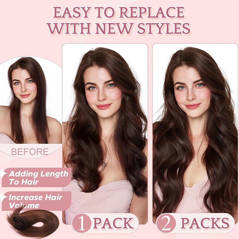Double Weft 100% Remy Human Hair Extensions Full Head Clip In 8PCS Extra Thick