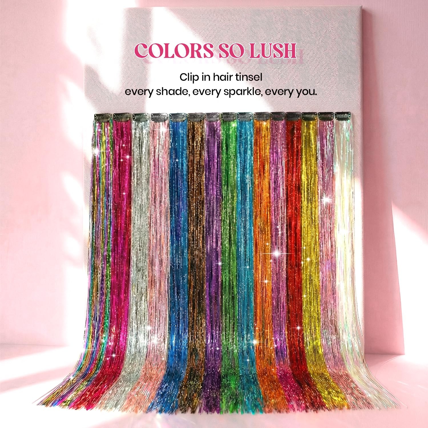 Clip in Hair Tinsel, 14 Pcs Colorful Glitter Hair Accessories for Women Girls…