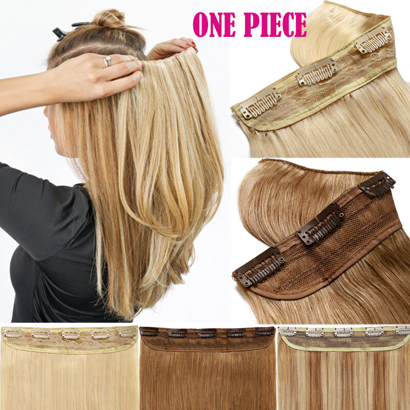 100g One Piece Real Thick Clip In Human Hair Extensions Hairpiece Weft Wavy Long