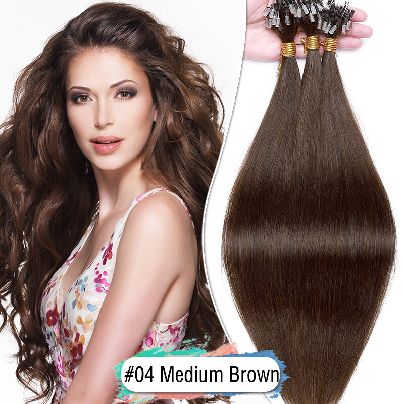 Easy Loop Micro Ring Beads Remy Human Hair Extensions Microlink Real Thick 300S