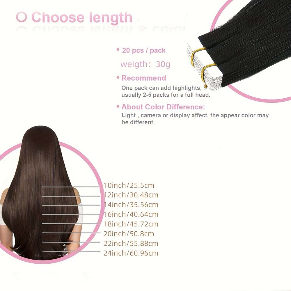 High-Quality Soft Glossy 20-Piece Tape In Hair Extensions – 100% Remy Human Hair