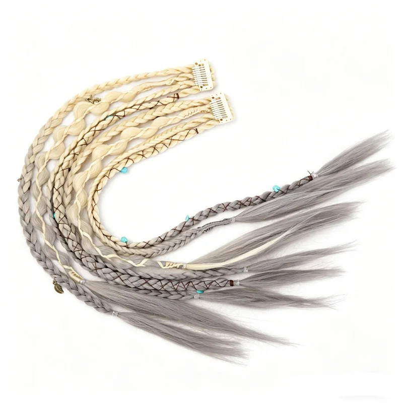 Bohemian Hand Woven Synthetic Long Hair Clip Braid Wig with Decorative Easy Wear