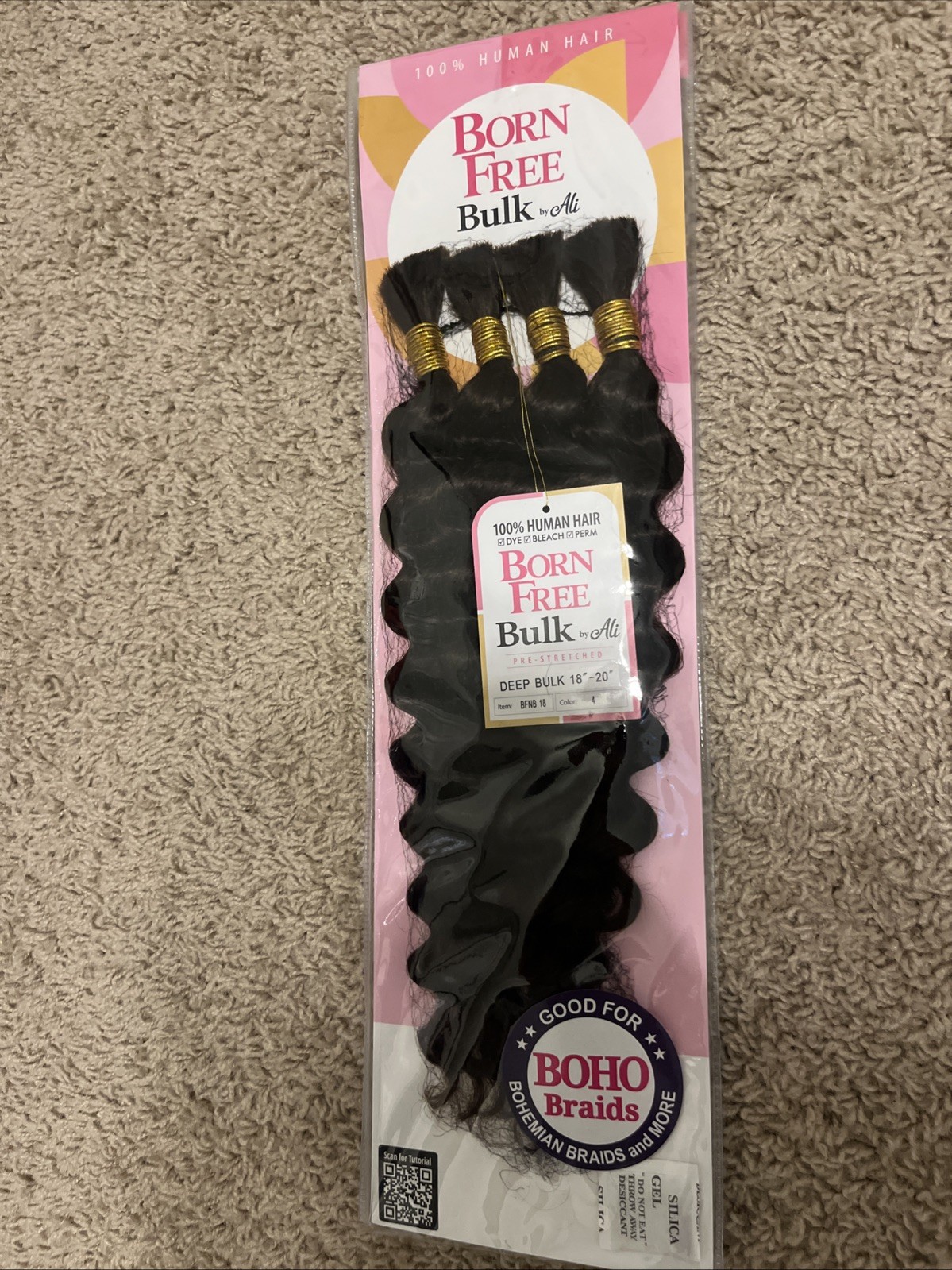 100% Human Hair for Boho Braids Color #4 18 Inches Born Free Hair Extension