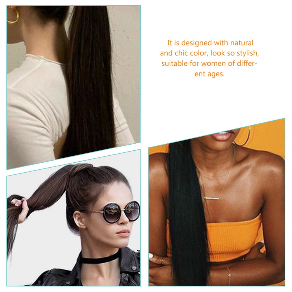 High Temperature Fiber Straight Ponytail Extension for Women Girls
