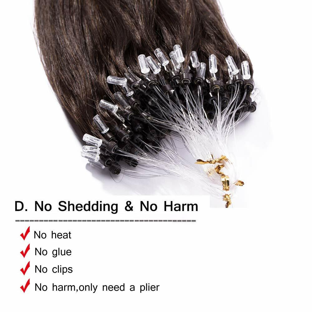 Micro Link Hair Extensions Remy Human Hair Micro Beads Loop Straight Hair 10A US