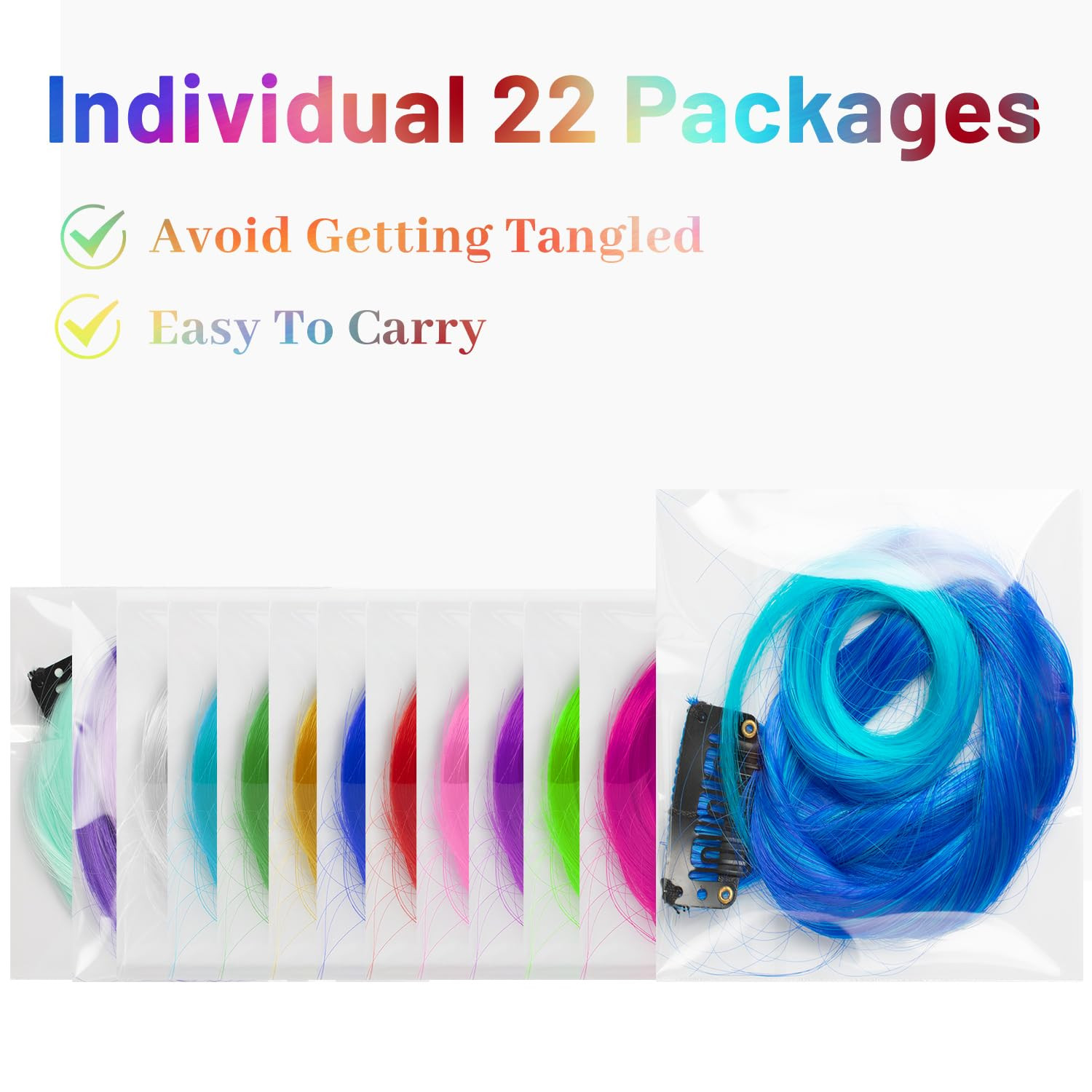 Colored Hair Extensions Curly Wavy Accessories for Women Girls,Multi-Colors Part