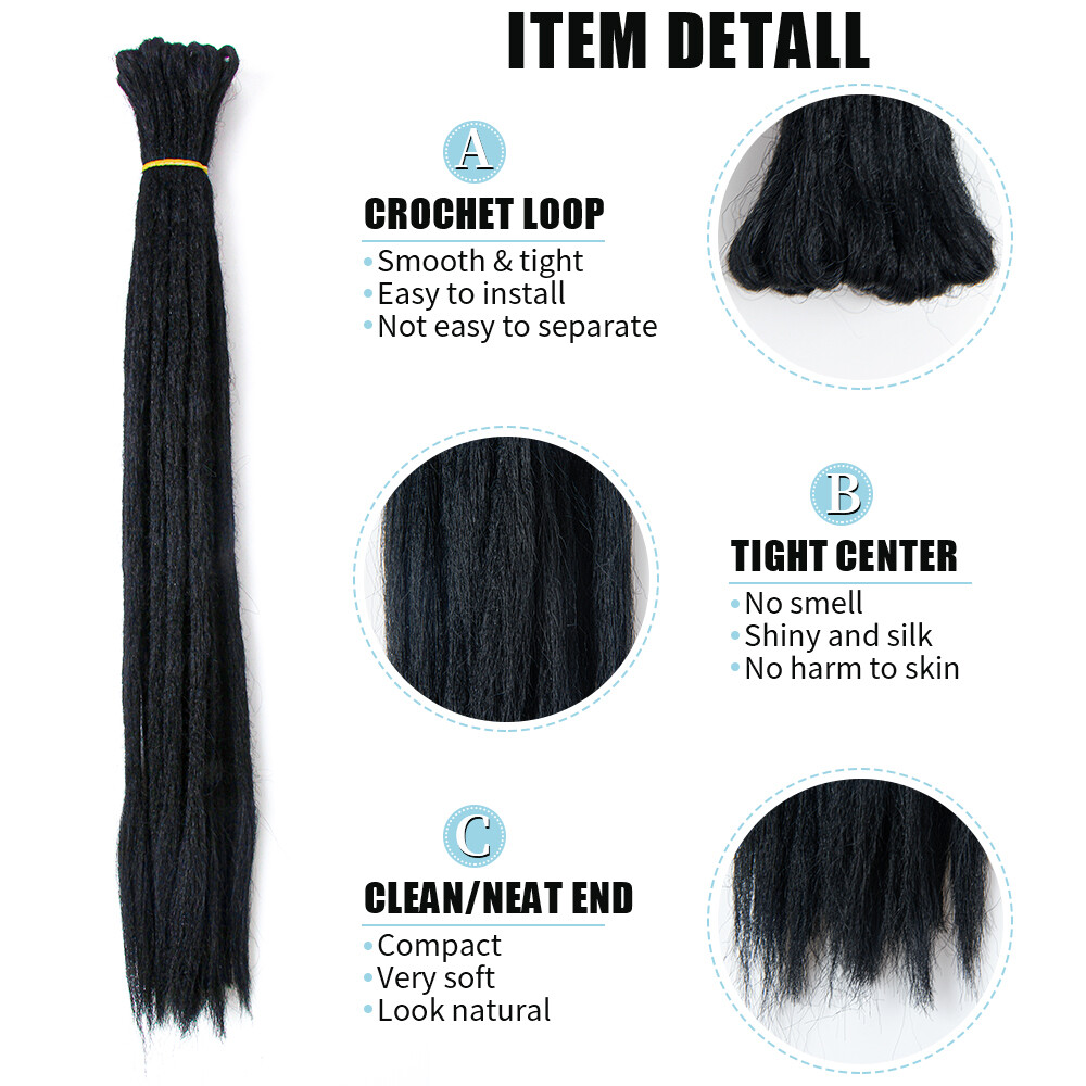 US Handmade Dreadlocks Extension Synthetic Pre-looped Dreads Hip Hop Dreads Locs