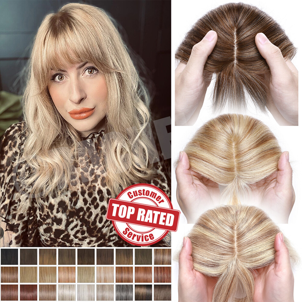Women Hair Topper Toupee Clip in Hairpiece Top Hairpiece 100% Real Human Hair US
