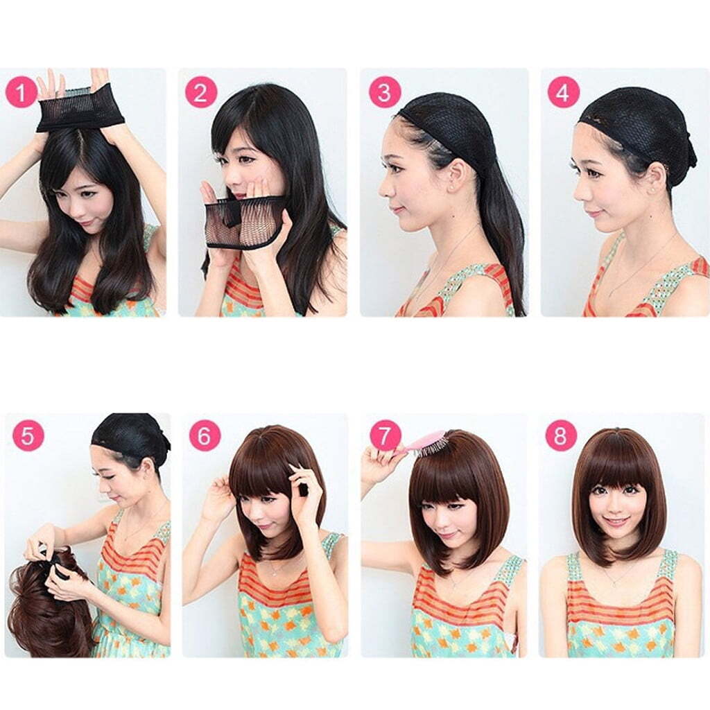 WomenFashion Mixed Brown Fiber Wigs Layered Slightly Curled Synthetic Wigs