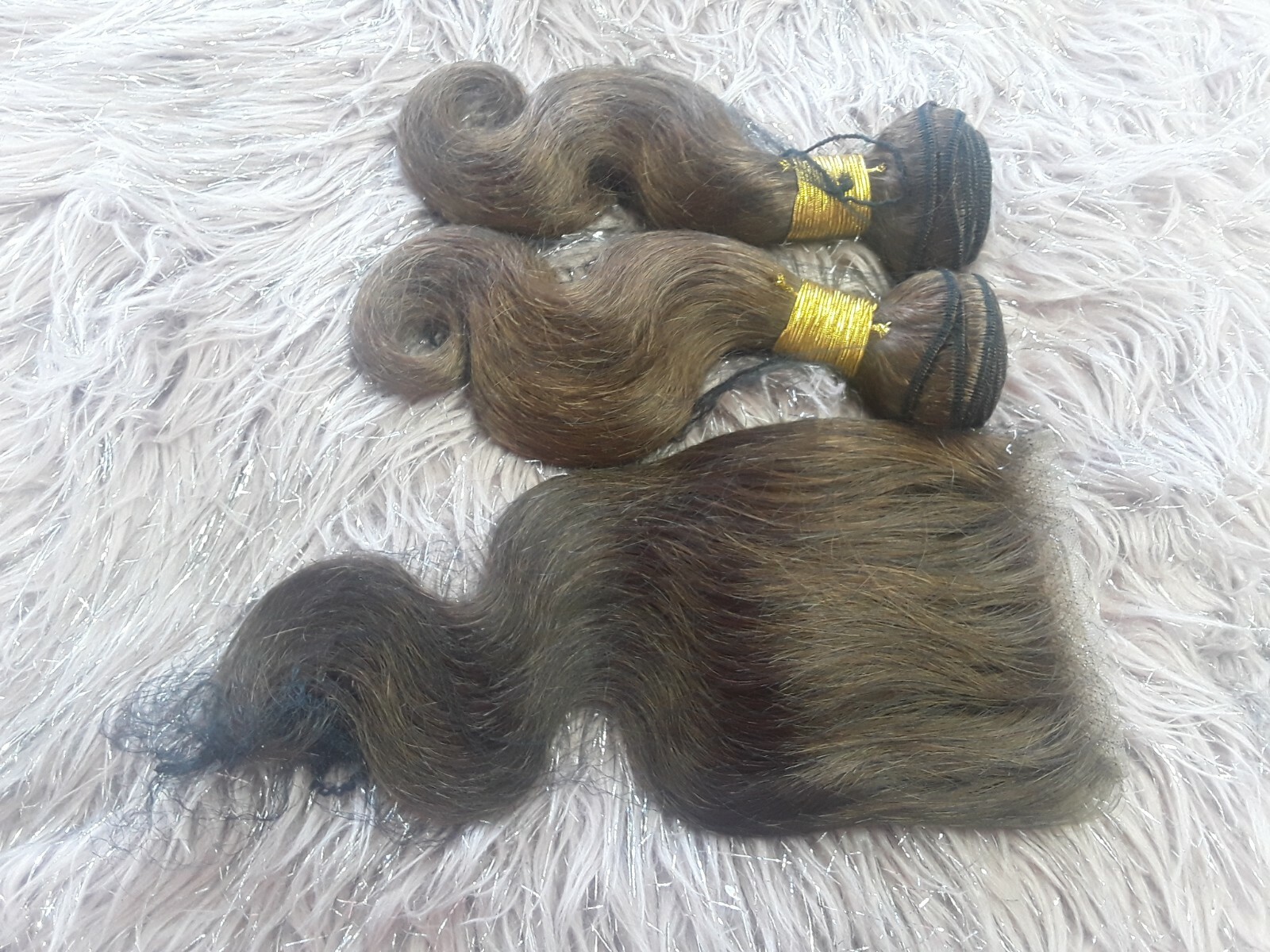 10+10&10INCH LACE CLOSURE BRAZILIAN HUMAN HAIR BODY WAVE CHESTNUT BROWN 4## 250g