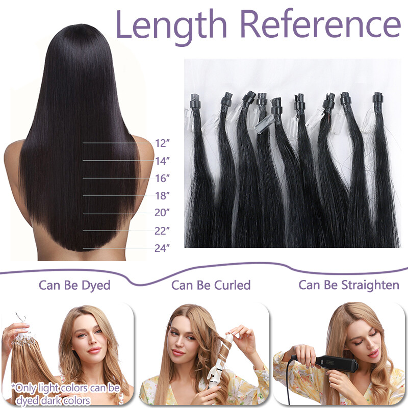 Microlink Hair Extensions Micro Loop Beads Remy Human Hair Full Head 200G THICK