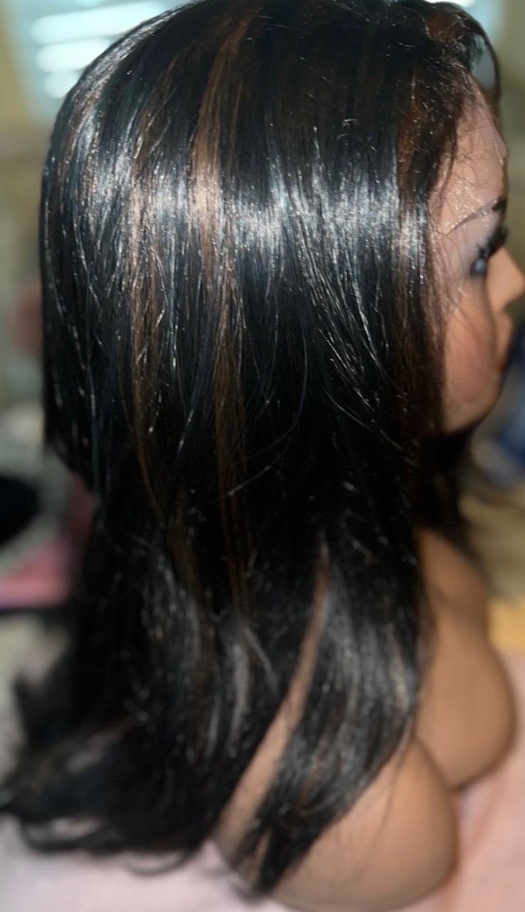 100% REMY HUMAN HAIR LACE WIG MONO CAP LONG STRAIGHT LAYERED 1B/30 BLK/GOLD NWT