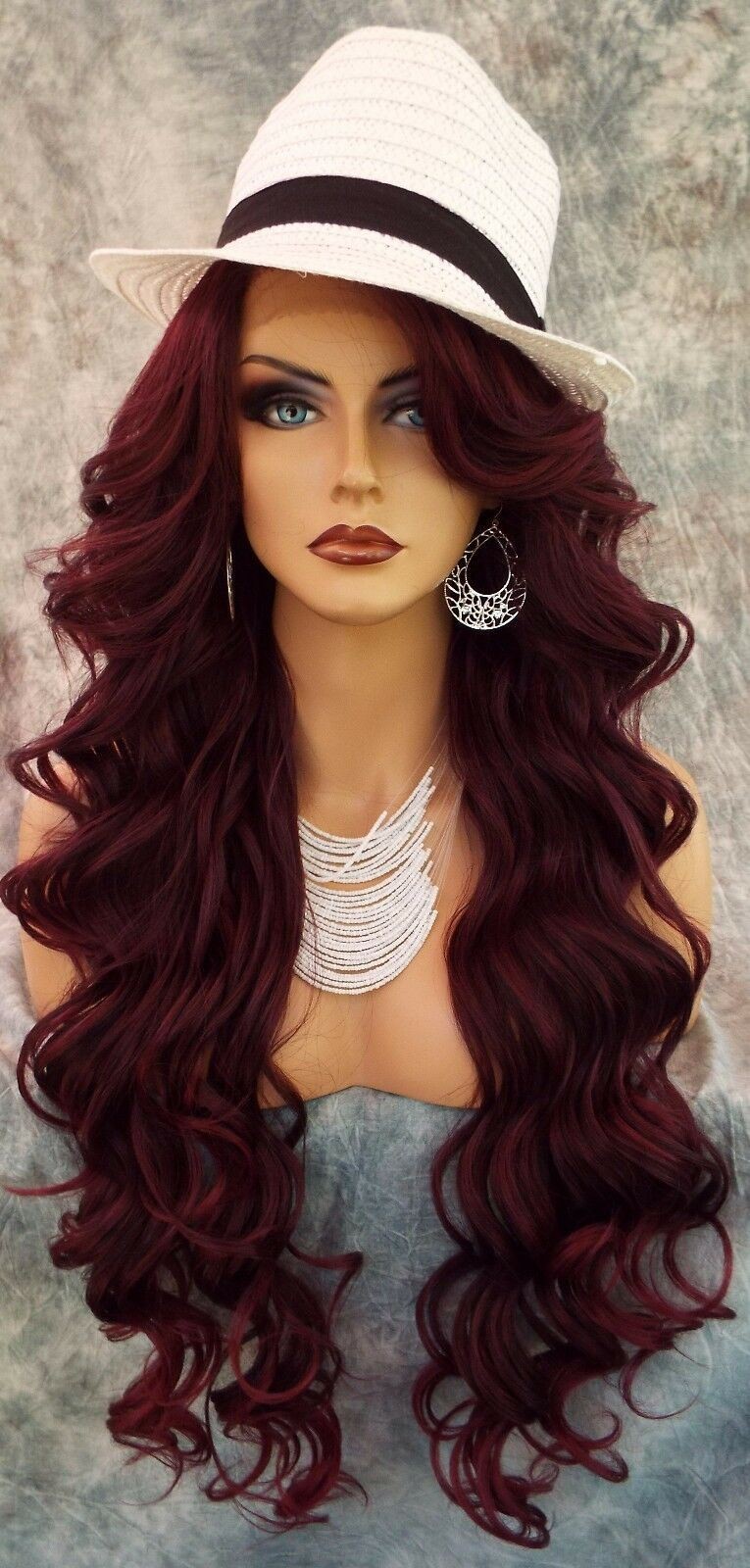 sepia Long 25 inch Wavy Lace Front Wig T1B.Burgundy Gorgeous New with Tags