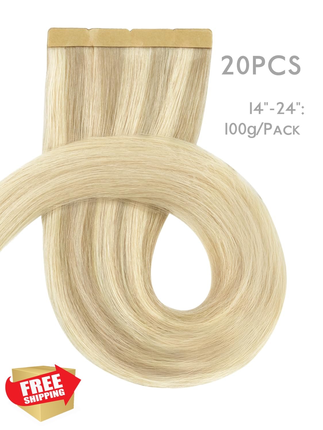 Wennalife 8cm 14″ Ombre Ash Gold Platinum Tape In