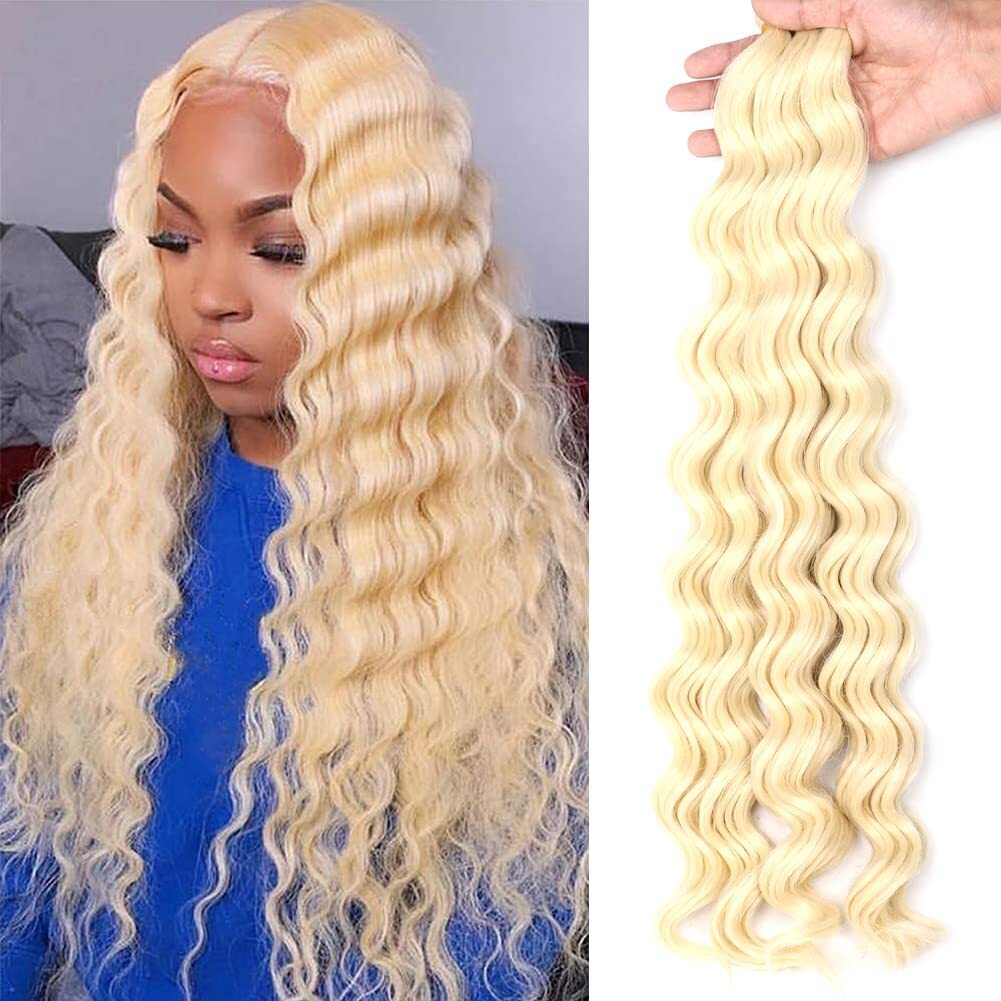 18″ Ocean Wave Crochet Hair Deep Wavy Braiding Hair Curly Crochet Hair Extension