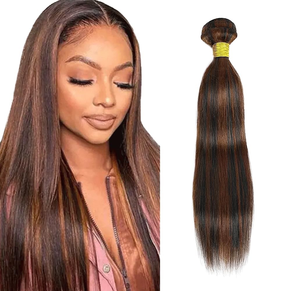 Fridnae P1B30 Bundles Highlight Straight Human Hair Bundle 8A Two Tone Black