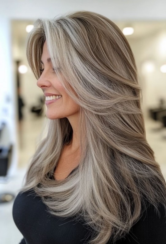 18 Inch Grey Brown Mix Wave 100% Human Hair 13×4 Lace Front Wig for Women