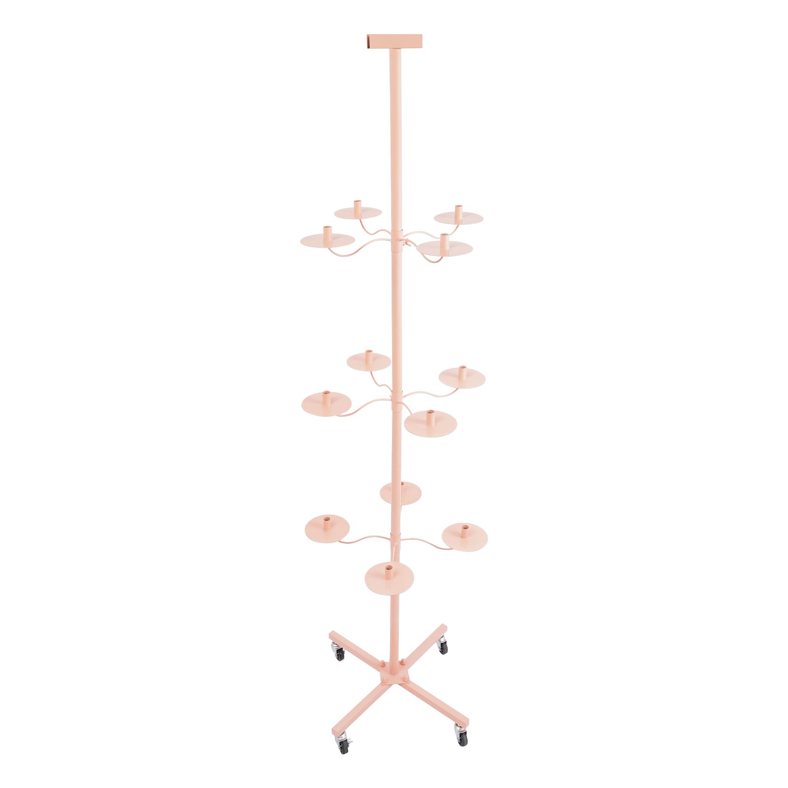 Pink 12-Head Heavy Duty Wig Stand Organizer | Metal Tripod Rack | Salon Display