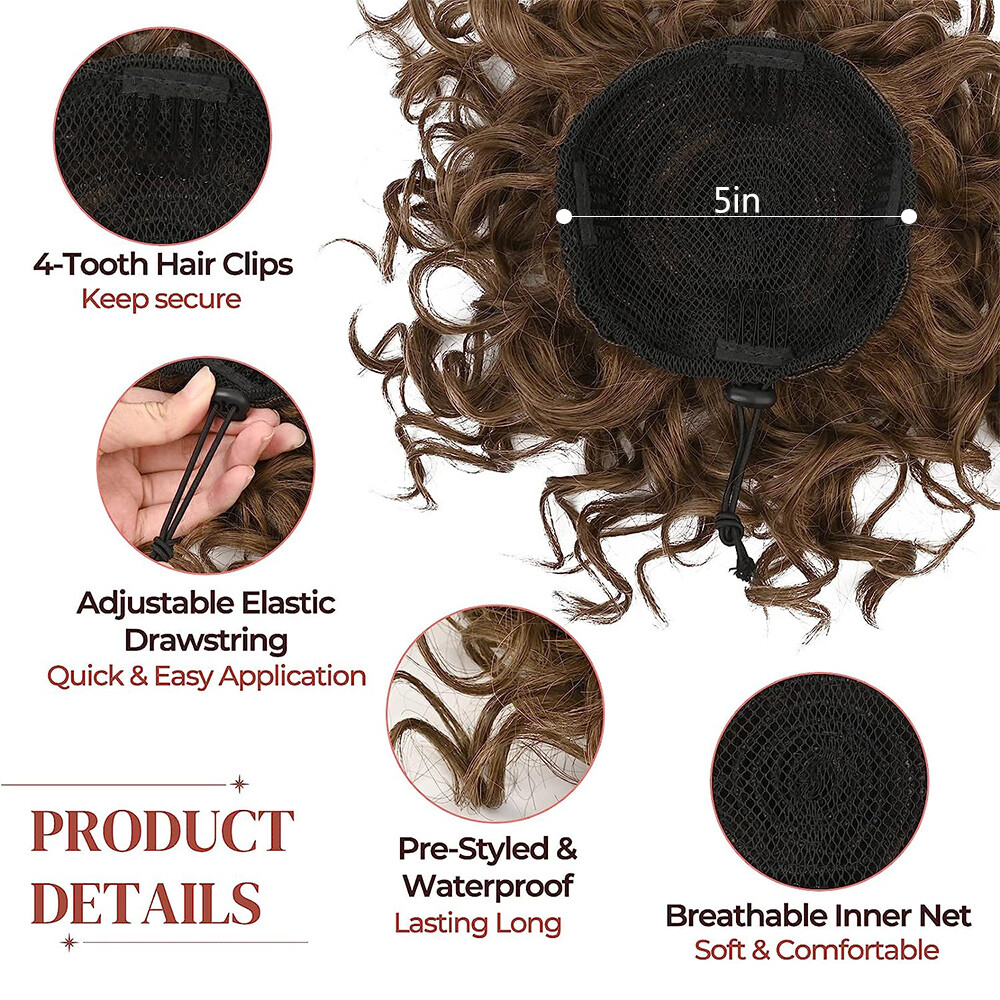 Extra Thick Curly Wavy Bun Drawstring Ponytail Hair Piece Extension Black Brown