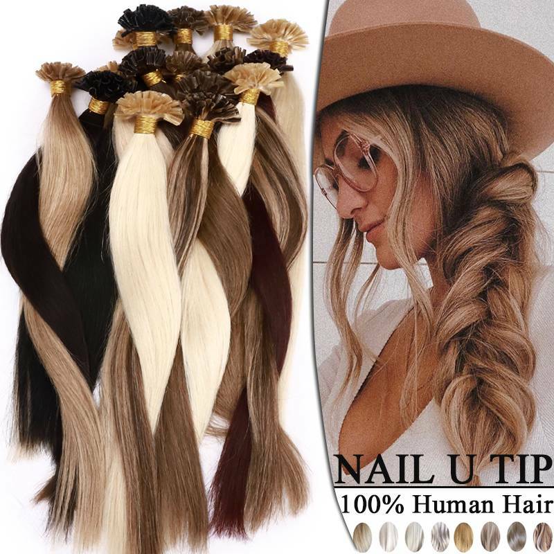 AAA 300S 1g U Nail Tip Keratin Real Human Hair Extensions Pre bonded 18″ 20 22″