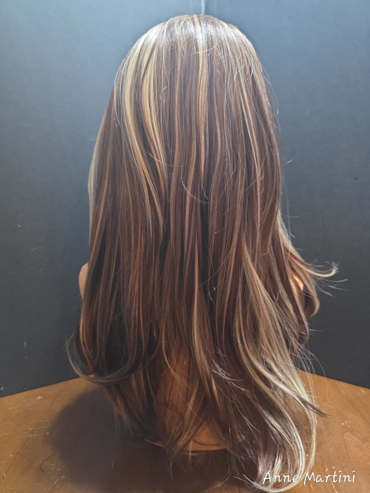 Women’s Lace Front Synthetic Straight Wig Layered Free-Part Brown/Blonde 21-30in