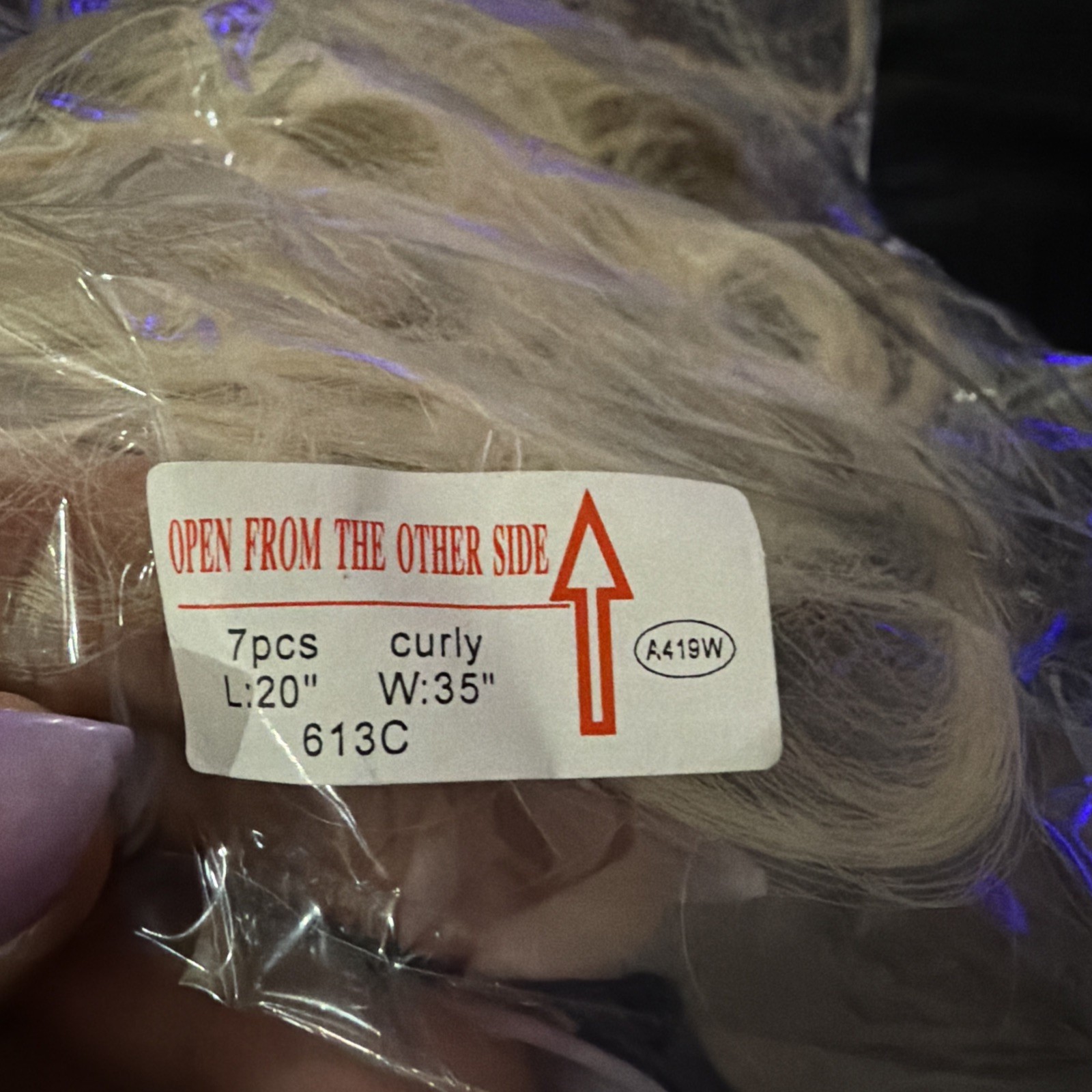 S Nolite 7 Pieces 20 Inch Hair Extensions 613C A419W blonde blond CURLY nip